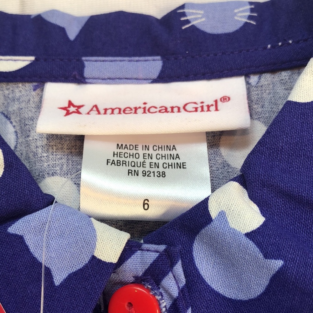 American Girl Purr-Fect Dots Dress For Girls Blue White Sleeveless Girls 6 — image 3 of 8